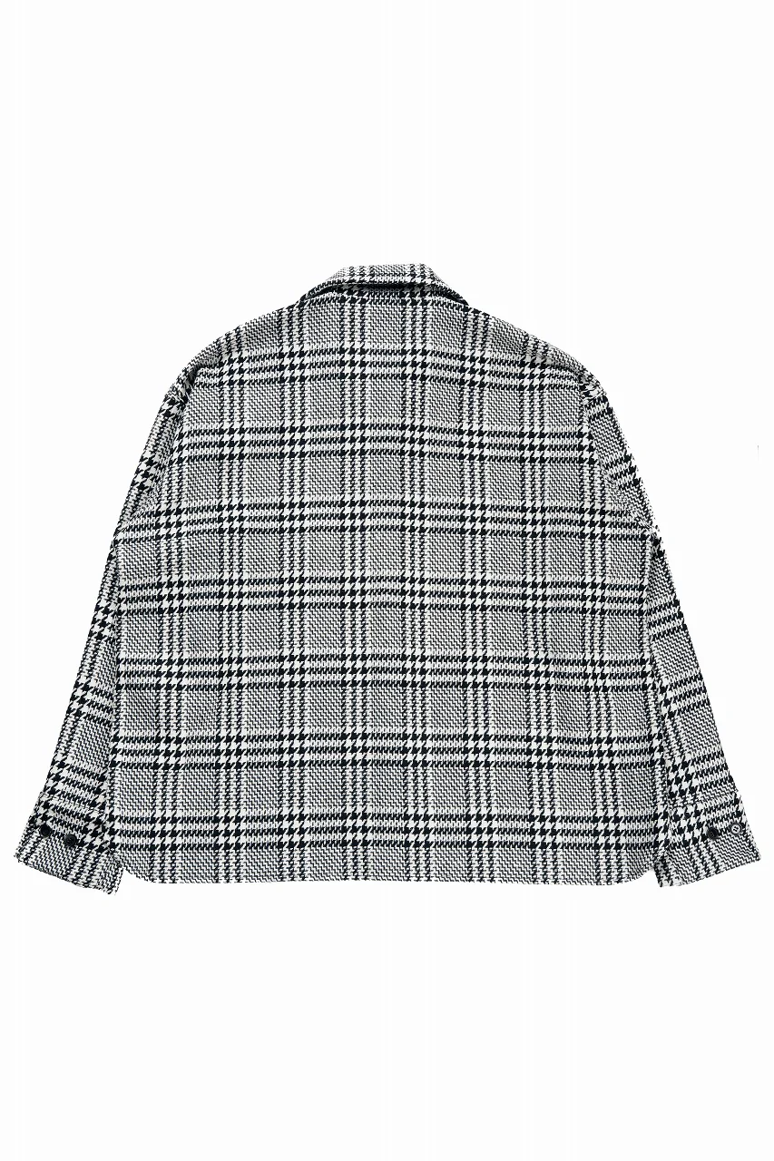 N/07 OPEN COLLAR L/S SHIRT / HOUNDSTOOTH GLEN CHECK (WHITE x GREY) - Image 3
