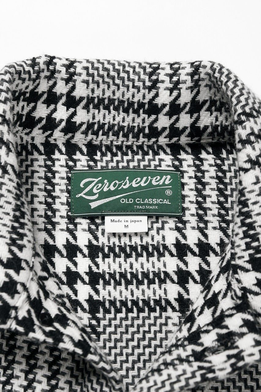 N/07 OPEN COLLAR L/S SHIRT / HOUNDSTOOTH GLEN CHECK (WHITE x GREY) - Image 7
