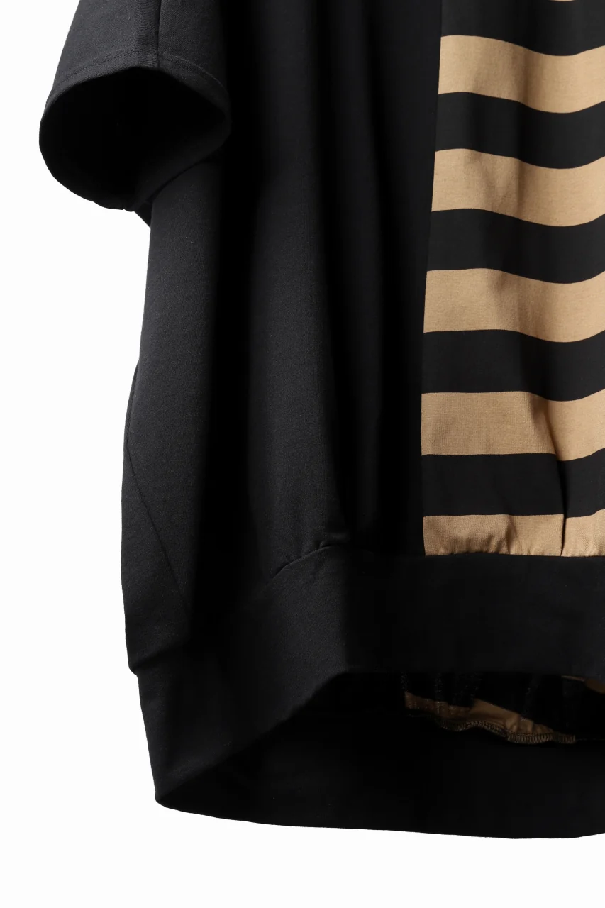 N/07 OVERFIT DOLMAN T-SHIRT / HORIZONTAL PANELED (BLACK×DARK CAMEL) - Image 20