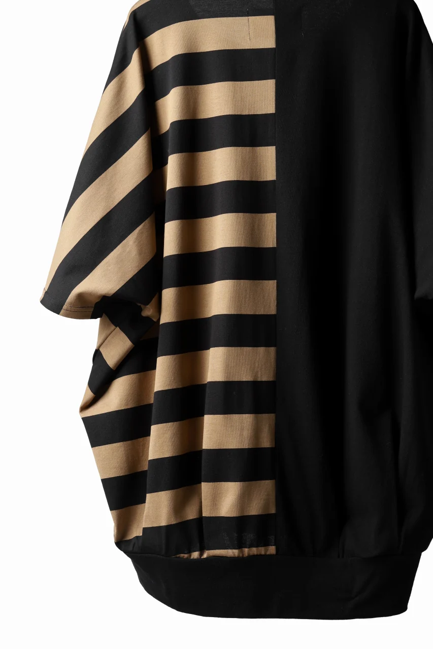N/07 OVERFIT DOLMAN T-SHIRT / HORIZONTAL PANELED (BLACK×DARK CAMEL) - Image 24