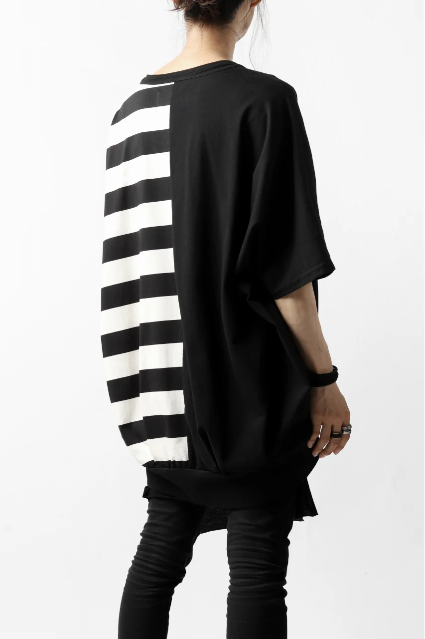 N/07 OVERFIT DOLMAN T-SHIRT / HORIZONTAL PANELED (BLACK×IVORY) - Image 14