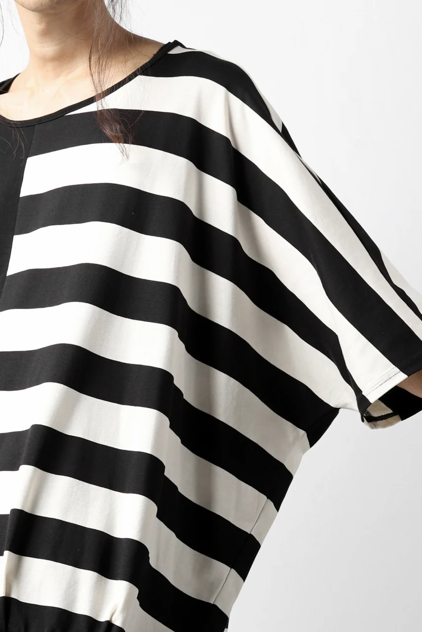 N/07 OVERFIT DOLMAN T-SHIRT / HORIZONTAL PANELED (BLACK×IVORY) - Image 17