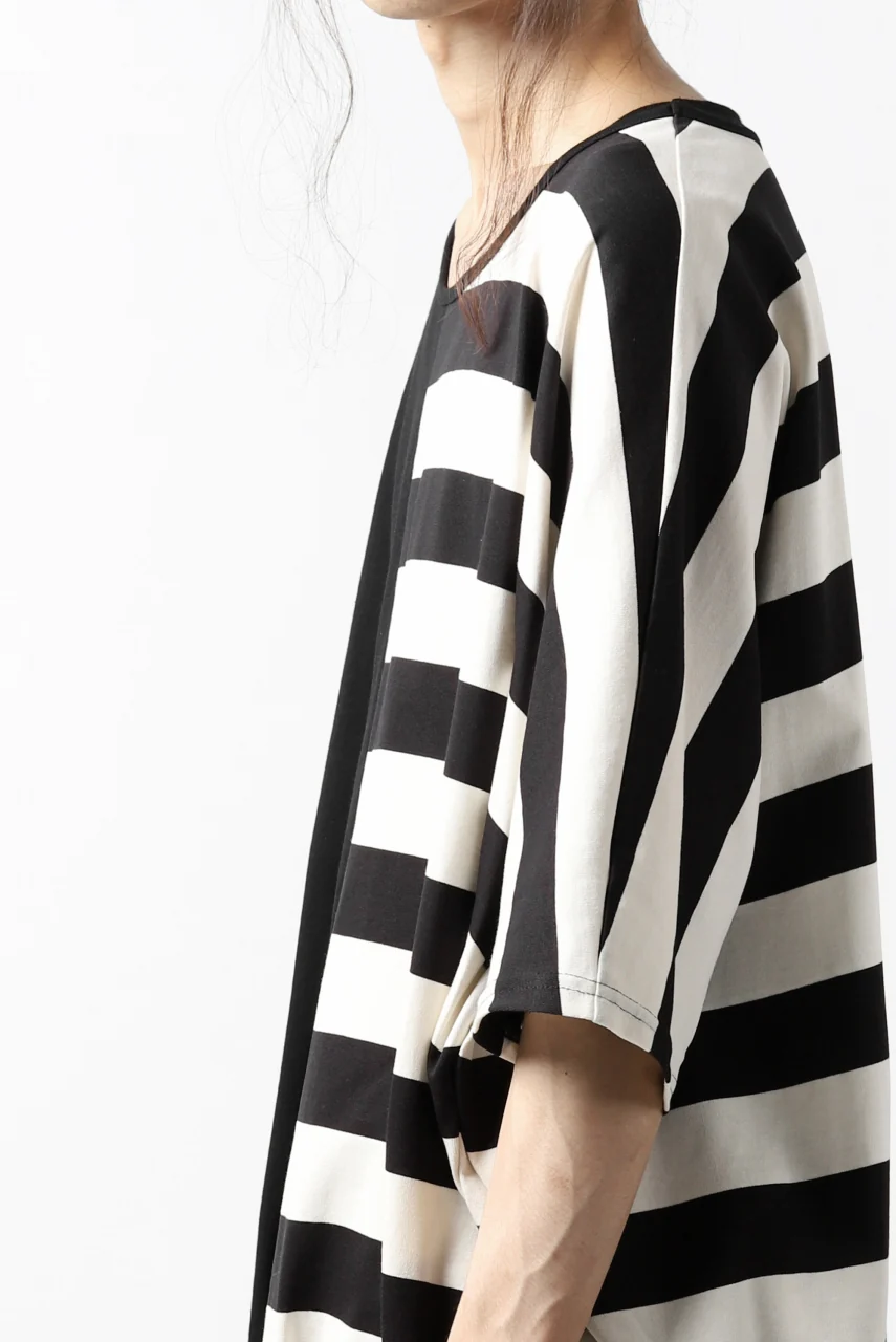 N/07 OVERFIT DOLMAN T-SHIRT / HORIZONTAL PANELED (BLACK×IVORY) - Image 18