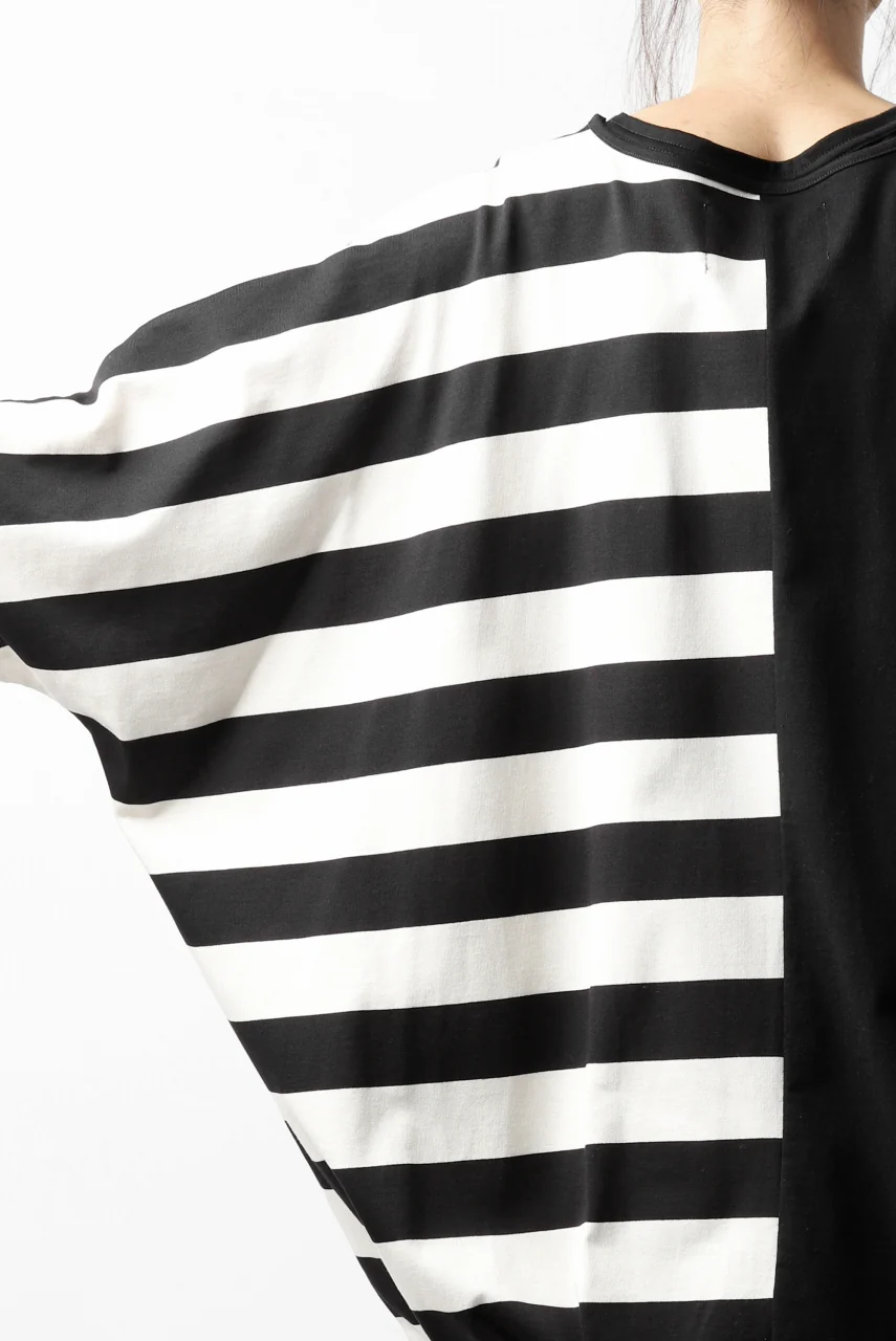 N/07 OVERFIT DOLMAN T-SHIRT / HORIZONTAL PANELED (BLACK×IVORY) - Image 19