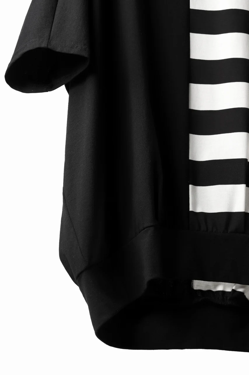 N/07 OVERFIT DOLMAN T-SHIRT / HORIZONTAL PANELED (BLACK×IVORY) - Image 21