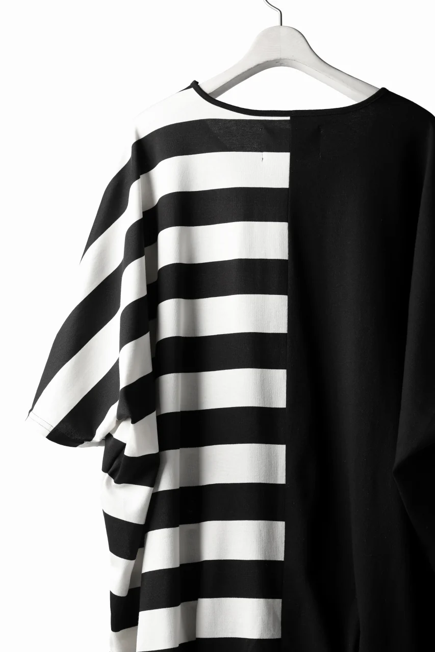 N/07 OVERFIT DOLMAN T-SHIRT / HORIZONTAL PANELED (BLACK×IVORY) - Image 23