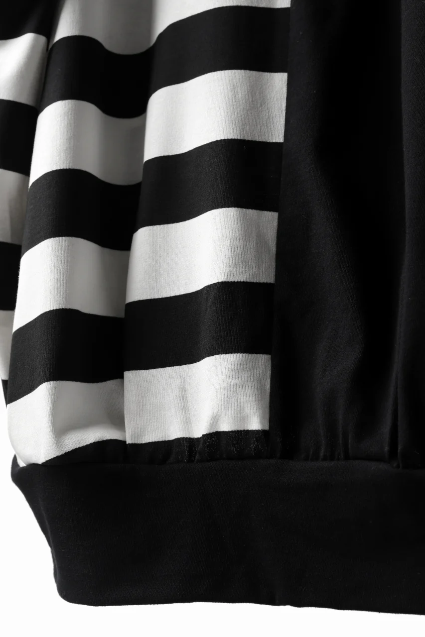 N/07 OVERFIT DOLMAN T-SHIRT / HORIZONTAL PANELED (BLACK×IVORY) - Image 24