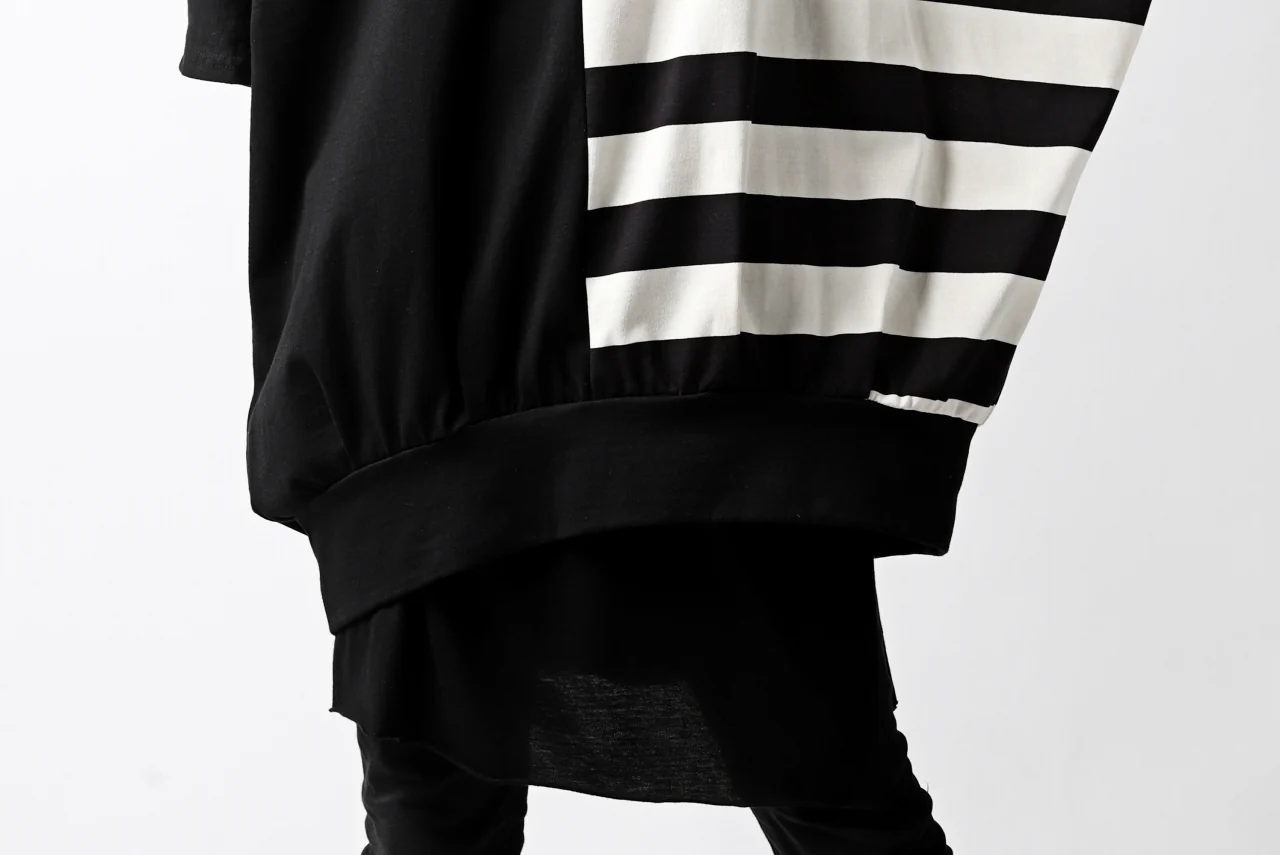 N/07 OVERFIT DOLMAN T-SHIRT / HORIZONTAL PANELED (BLACK×IVORY) - Image 28