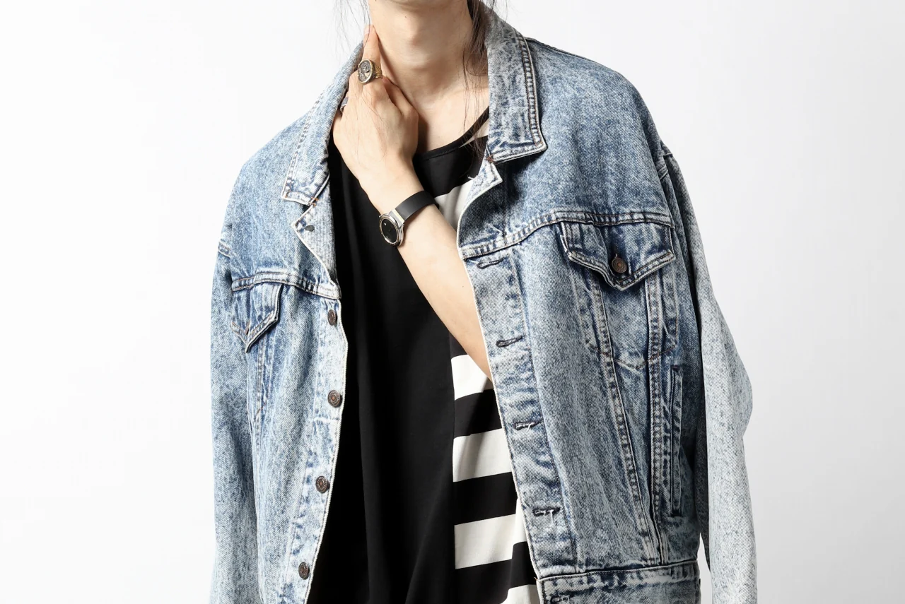 N/07 OVERFIT DOLMAN T-SHIRT / HORIZONTAL PANELED (BLACK×IVORY) - Image 29