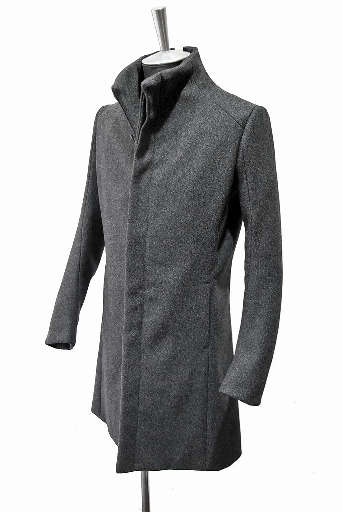N/07 premium woolyarn cashmere coat anatomy stand collar (CHARCOAL BLACK) - Image 3