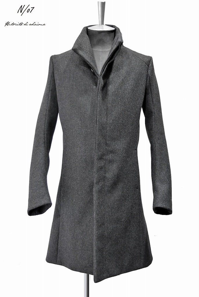 N/07 premium woolyarn cashmere coat anatomy stand collar (CHARCOAL BLACK) - Image 4