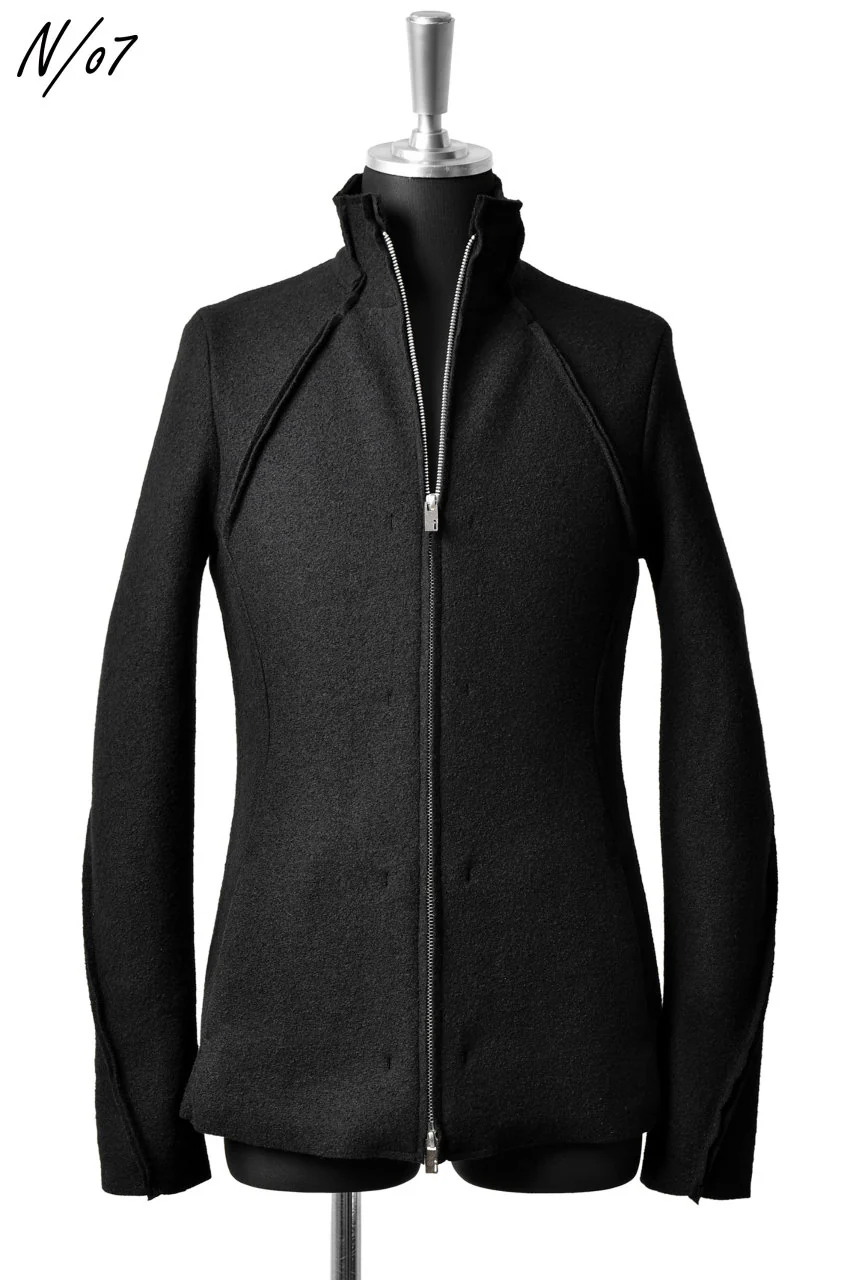 N/07 Rawcut Track Jacket / Woolring Fleece (BLACK) - Image 4