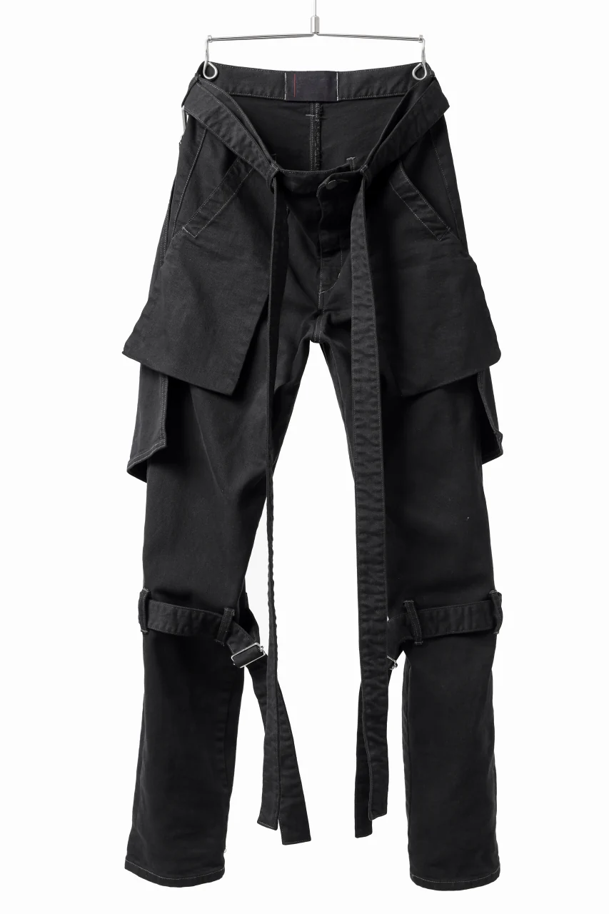 N/07 SEDITIOUS BONDAGE TROUSERS / BLEACHED BLACK DENIM (BLACK OVER DYED)