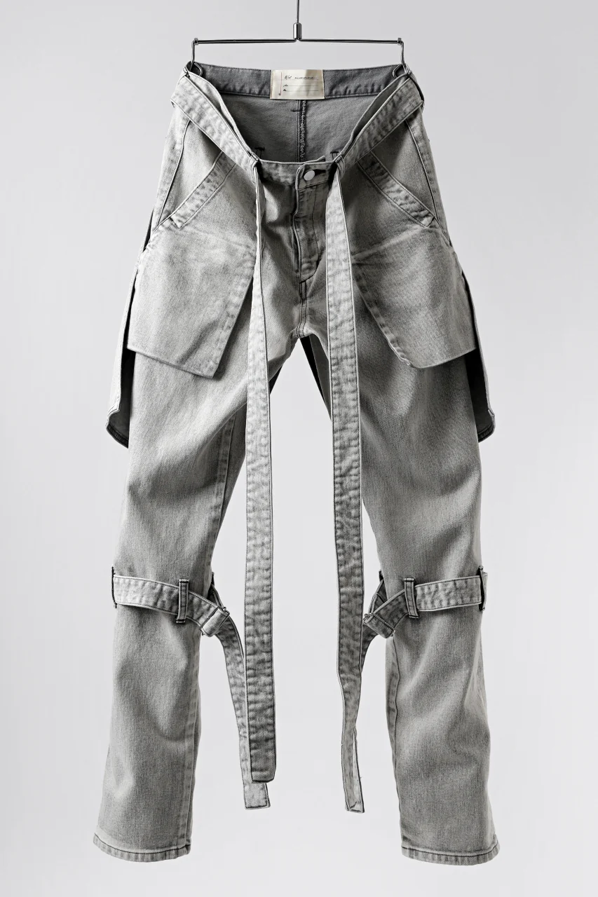 N/07 SEDITIOUS BONDAGE TROUSERS / BLEACHED BLACK DENIM (WHITE ASH)