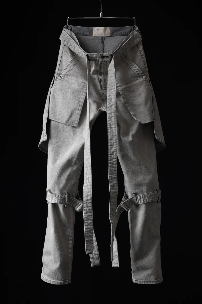 N/07 SEDITIOUS BONDAGE TROUSERS / BLEACHED BLACK DENIM (WHITE ASH) - Image 41