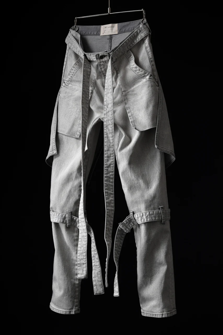 N/07 SEDITIOUS BONDAGE TROUSERS / BLEACHED BLACK DENIM (WHITE ASH) - Image 42