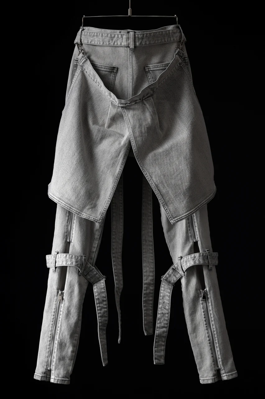 N/07 SEDITIOUS BONDAGE TROUSERS / BLEACHED BLACK DENIM (WHITE ASH) - Image 43