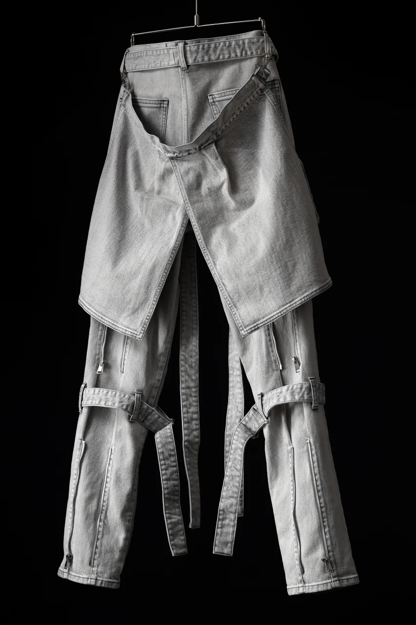 N/07 SEDITIOUS BONDAGE TROUSERS / BLEACHED BLACK DENIM (WHITE ASH) - Image 45