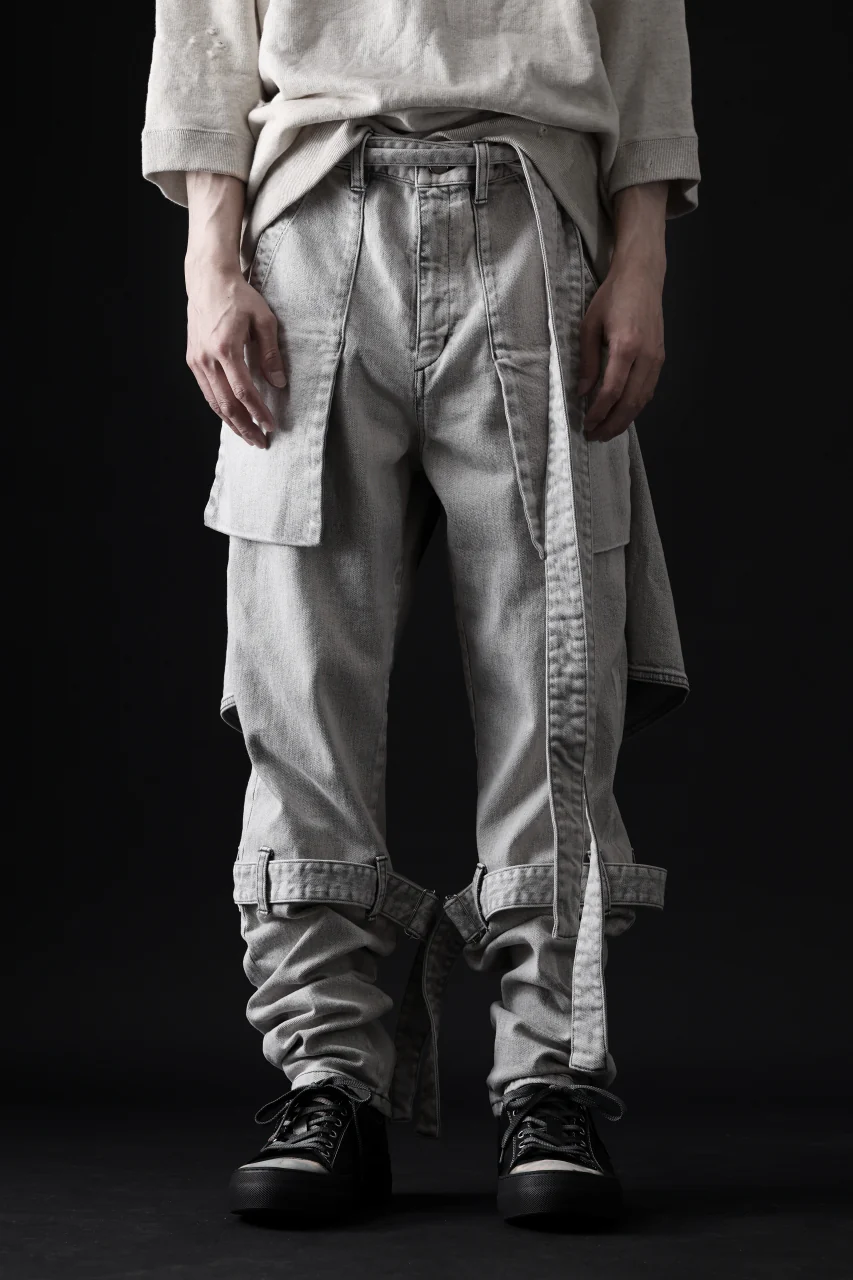 N/07 SEDITIOUS BONDAGE TROUSERS / BLEACHED BLACK DENIM (WHITE ASH) - Image 55