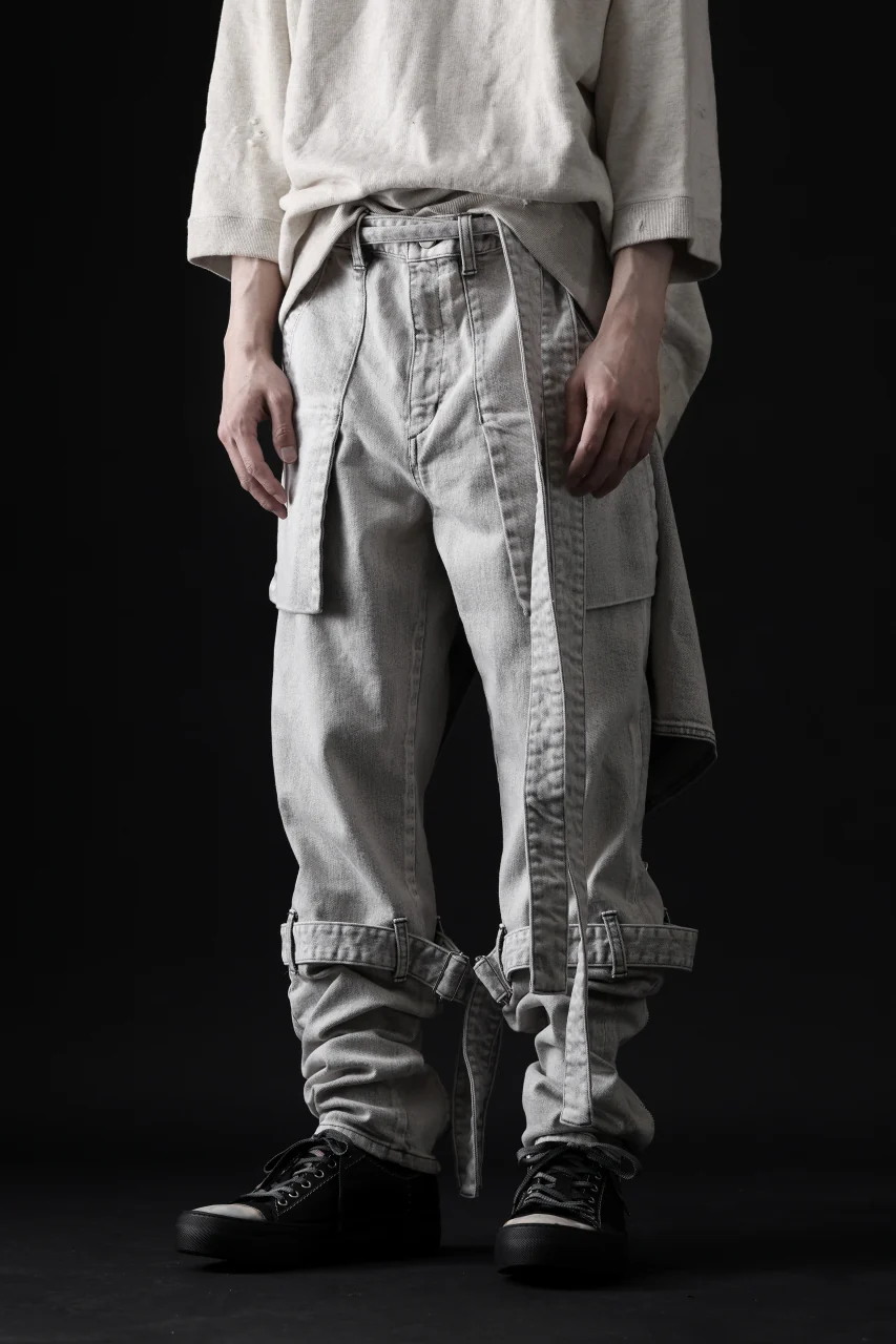 N/07 SEDITIOUS BONDAGE TROUSERS / BLEACHED BLACK DENIM (WHITE ASH) - Image 56