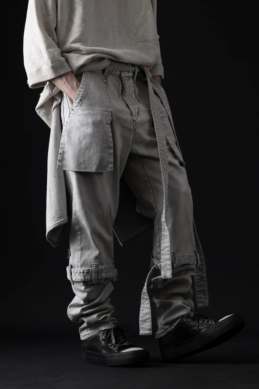 N/07 SEDITIOUS BONDAGE TROUSERS / BLEACHED BLACK DENIM (WHITE ASH) - Image 57