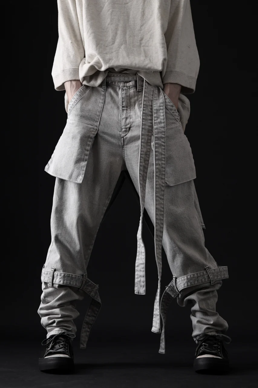 N/07 SEDITIOUS BONDAGE TROUSERS / BLEACHED BLACK DENIM (WHITE ASH) - Image 58