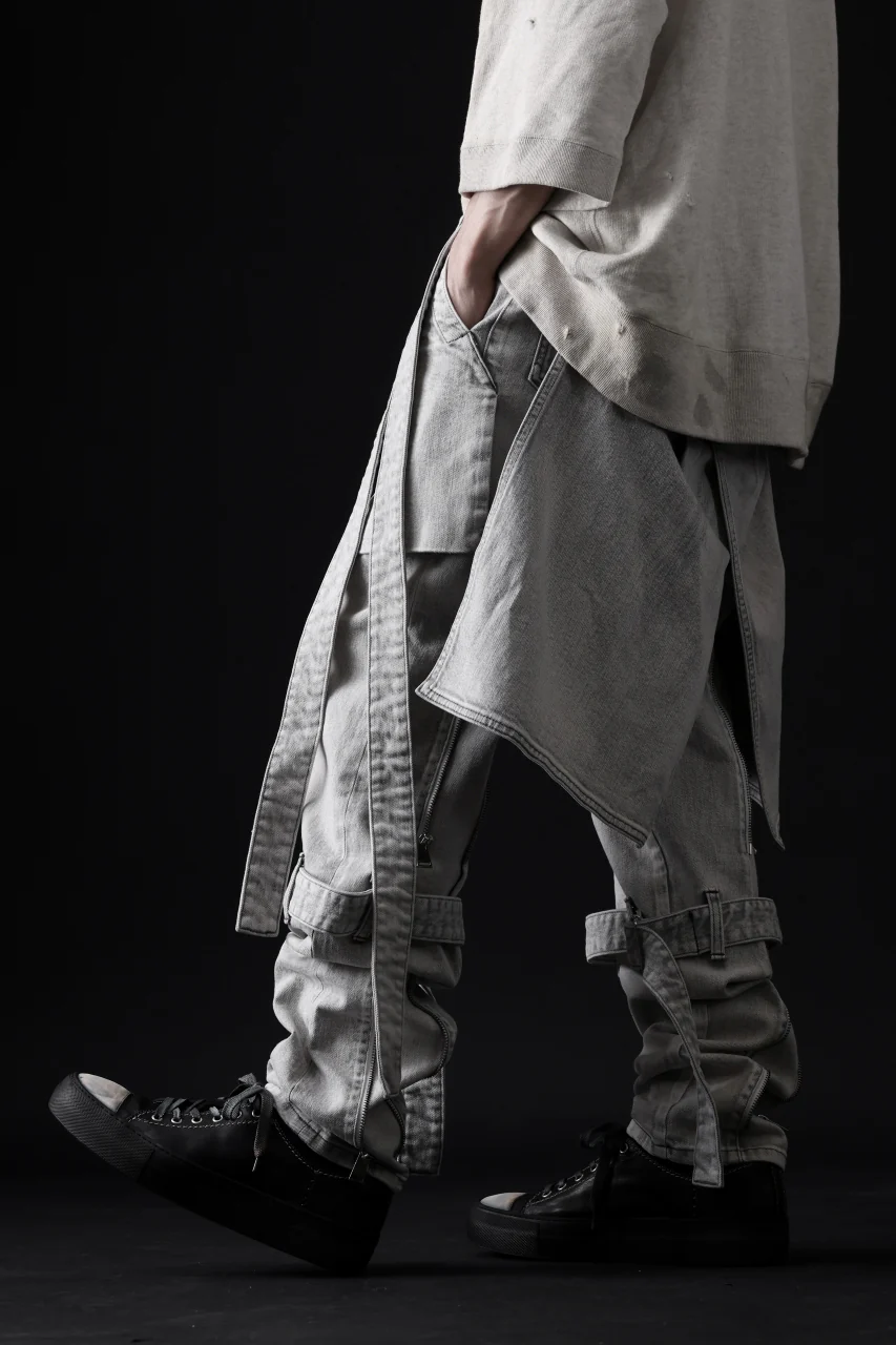 N/07 SEDITIOUS BONDAGE TROUSERS / BLEACHED BLACK DENIM (WHITE ASH) - Image 59