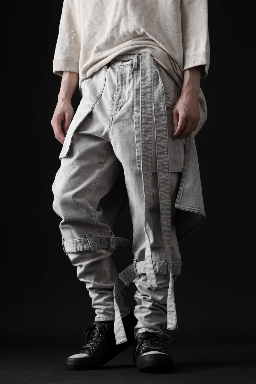 N/07 SEDITIOUS BONDAGE TROUSERS / BLEACHED BLACK DENIM (WHITE ASH) - Image 63
