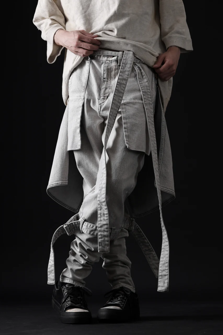 N/07 SEDITIOUS BONDAGE TROUSERS / BLEACHED BLACK DENIM (WHITE ASH) - Image 64