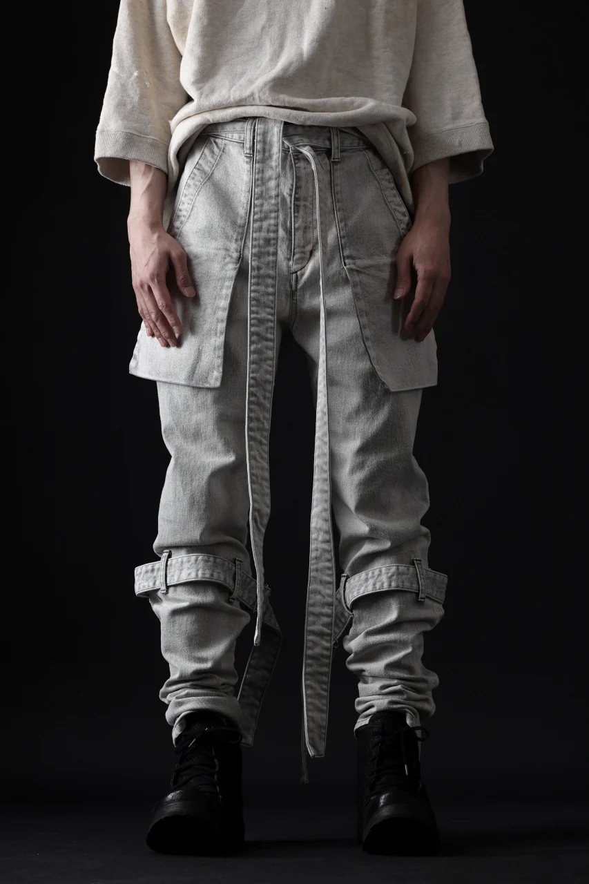 N/07 SEDITIOUS BONDAGE TROUSERS / BLEACHED BLACK DENIM (WHITE ASH) - Image 69