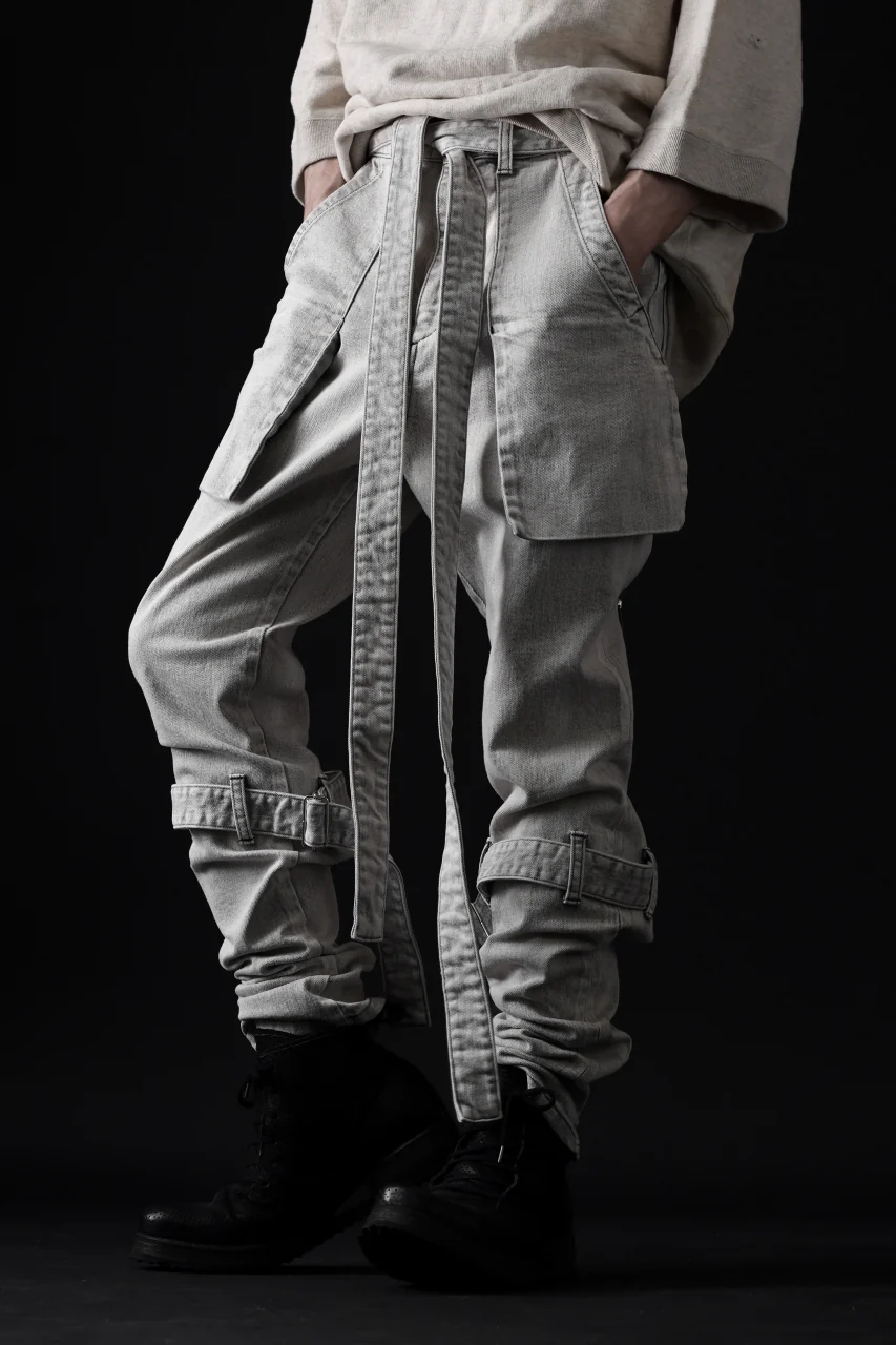 N/07 SEDITIOUS BONDAGE TROUSERS / BLEACHED BLACK DENIM (WHITE ASH) - Image 70