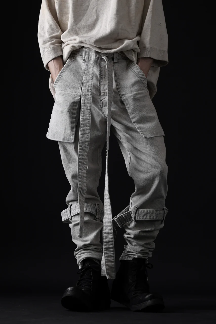 N/07 SEDITIOUS BONDAGE TROUSERS / BLEACHED BLACK DENIM (WHITE ASH) - Image 71