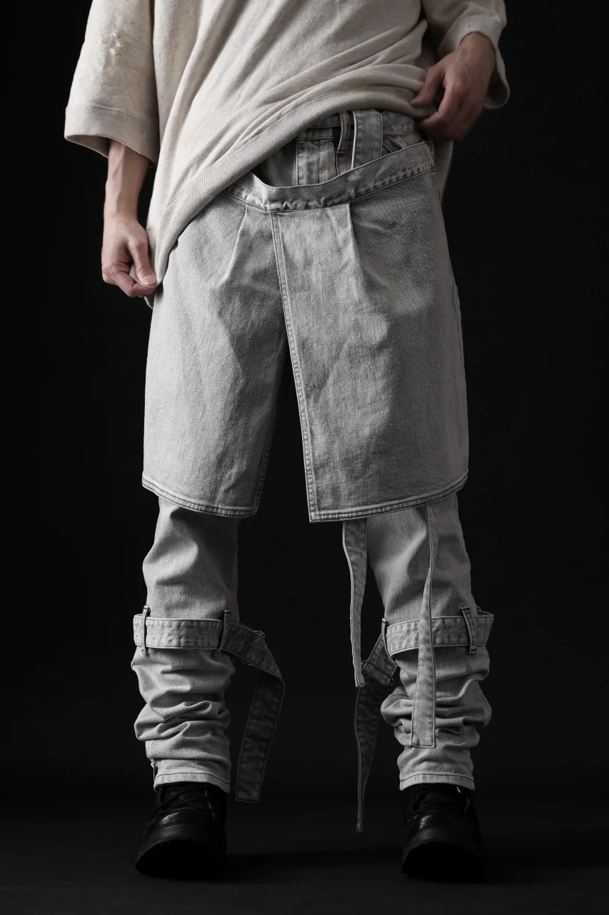 N/07 SEDITIOUS BONDAGE TROUSERS / BLEACHED BLACK DENIM (WHITE ASH) - Image 75