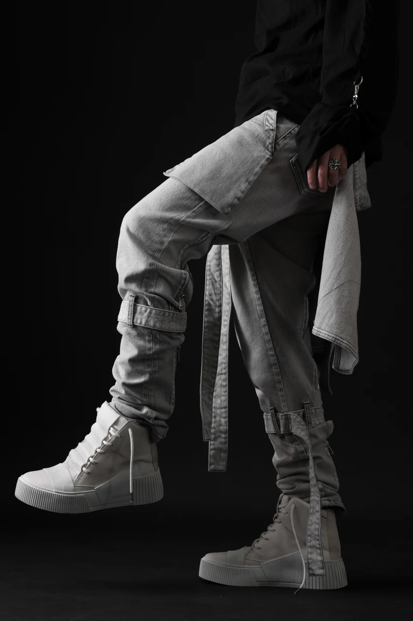 N/07 SEDITIOUS BONDAGE TROUSERS / BLEACHED BLACK DENIM (WHITE ASH) - Image 83