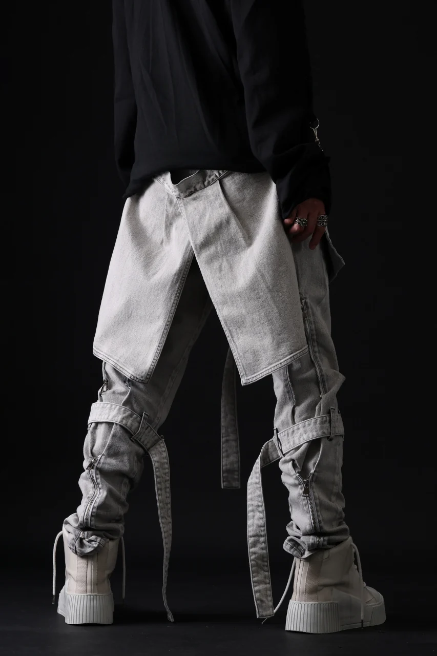 N/07 SEDITIOUS BONDAGE TROUSERS / BLEACHED BLACK DENIM (WHITE ASH) - Image 86
