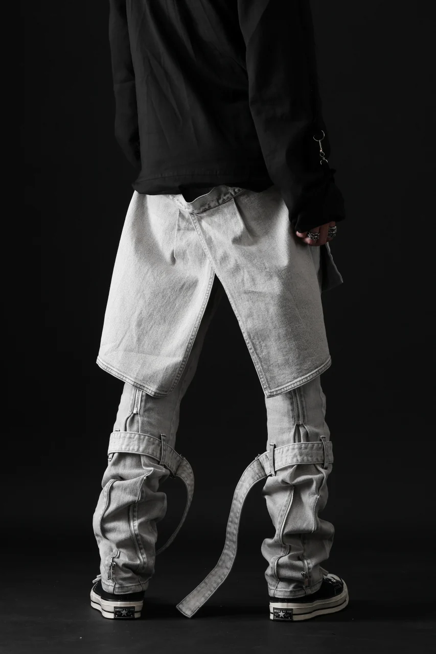 N/07 SEDITIOUS BONDAGE TROUSERS / BLEACHED BLACK DENIM (WHITE ASH) - Image 88