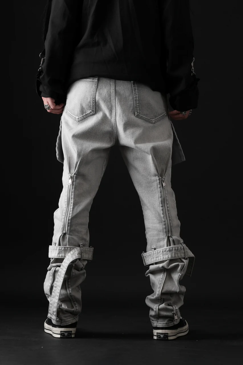N/07 SEDITIOUS BONDAGE TROUSERS / BLEACHED BLACK DENIM (WHITE ASH) - Image 89