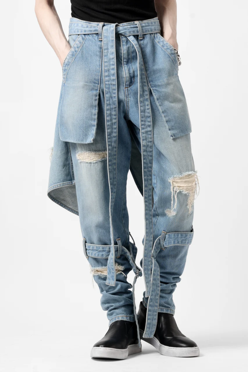 N/07 SEDITIOUS BONDAGE TROUSERS / CRUSHED BLEACH DENIM (INDIGO) - Image 6