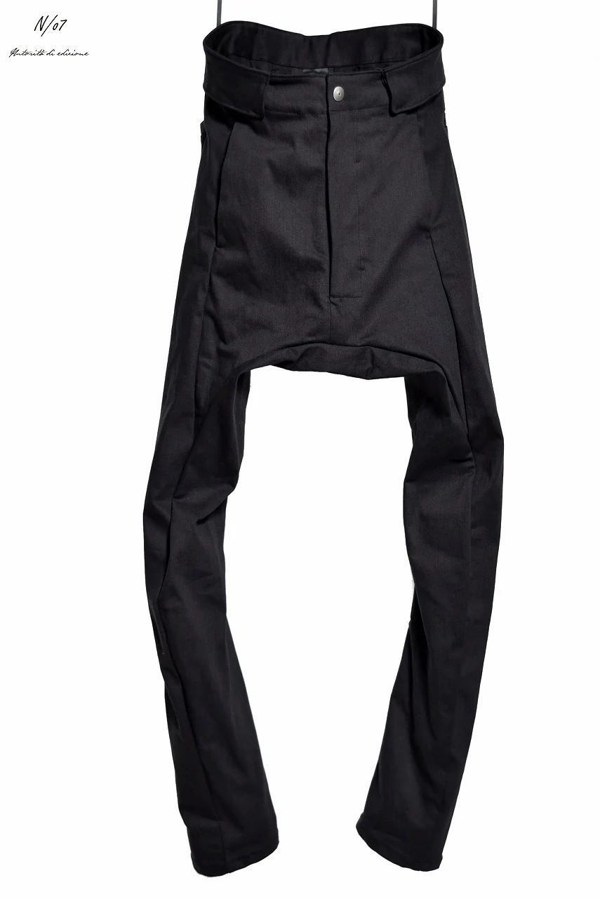 N/07 Spandex-denim stretch dropslim sarrouel pant (BLACK)