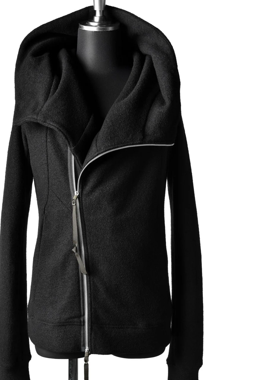 N/07 Wrap Hooded Jacket / Woolring Fleece (BLACK) - Image 10