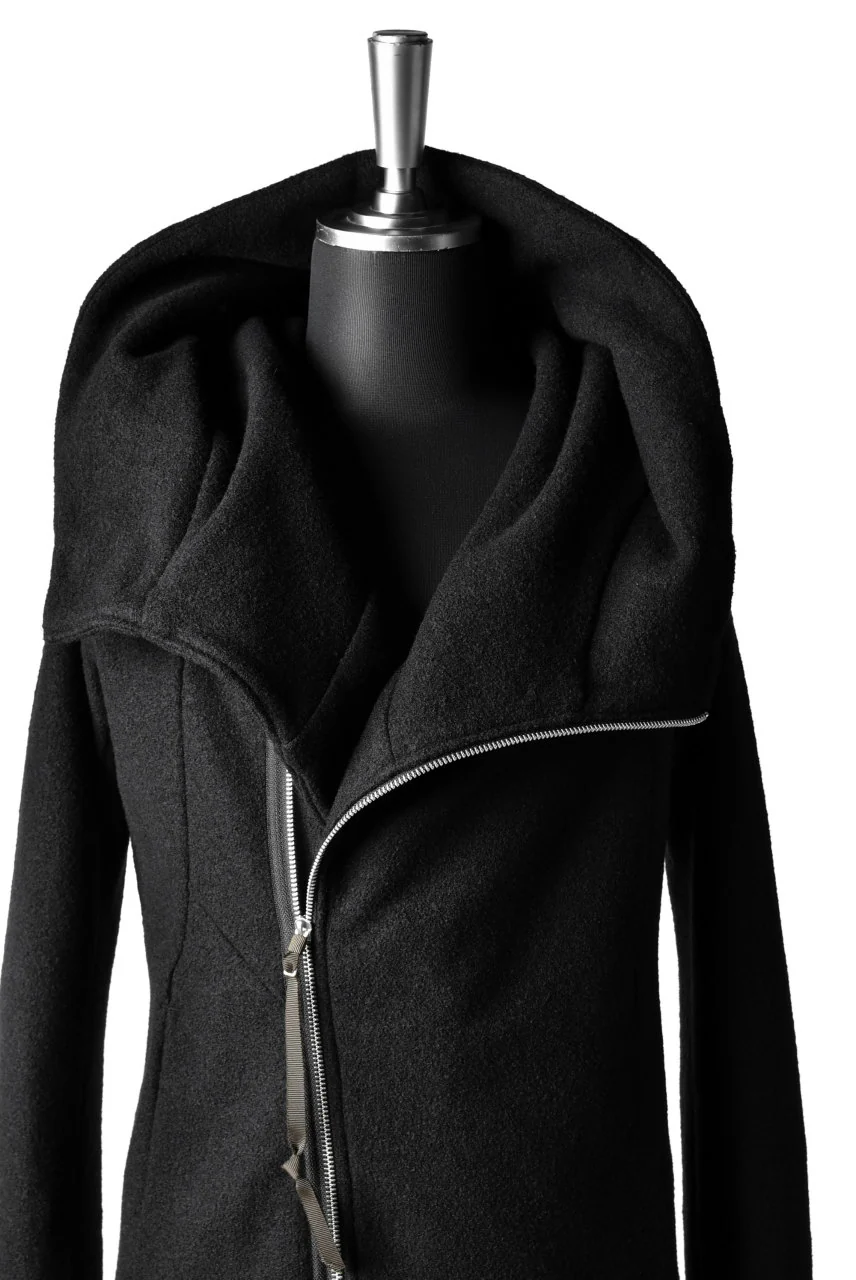N/07 Wrap Hooded Jacket / Woolring Fleece (BLACK) - Image 11
