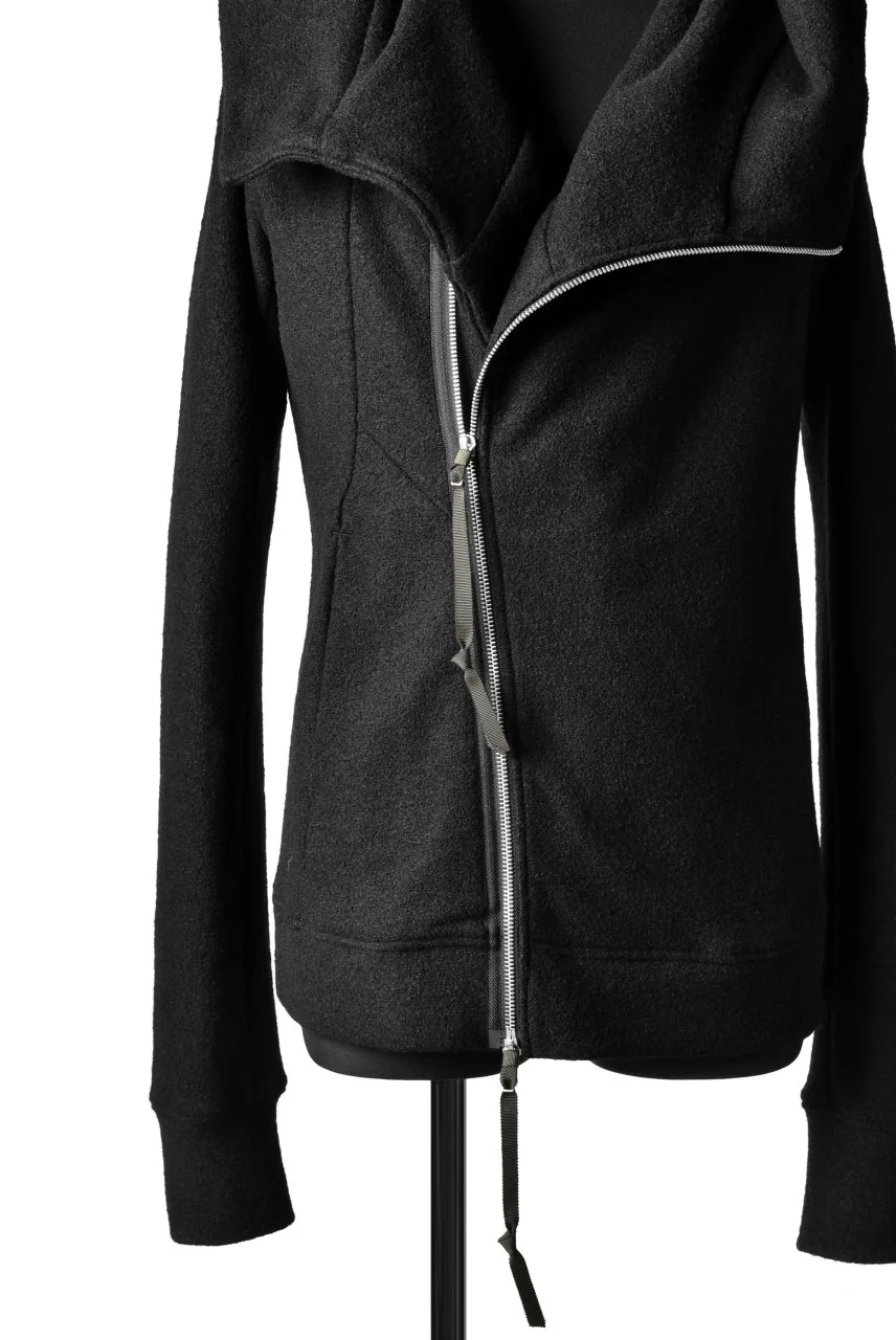 N/07 Wrap Hooded Jacket / Woolring Fleece (BLACK) - Image 12
