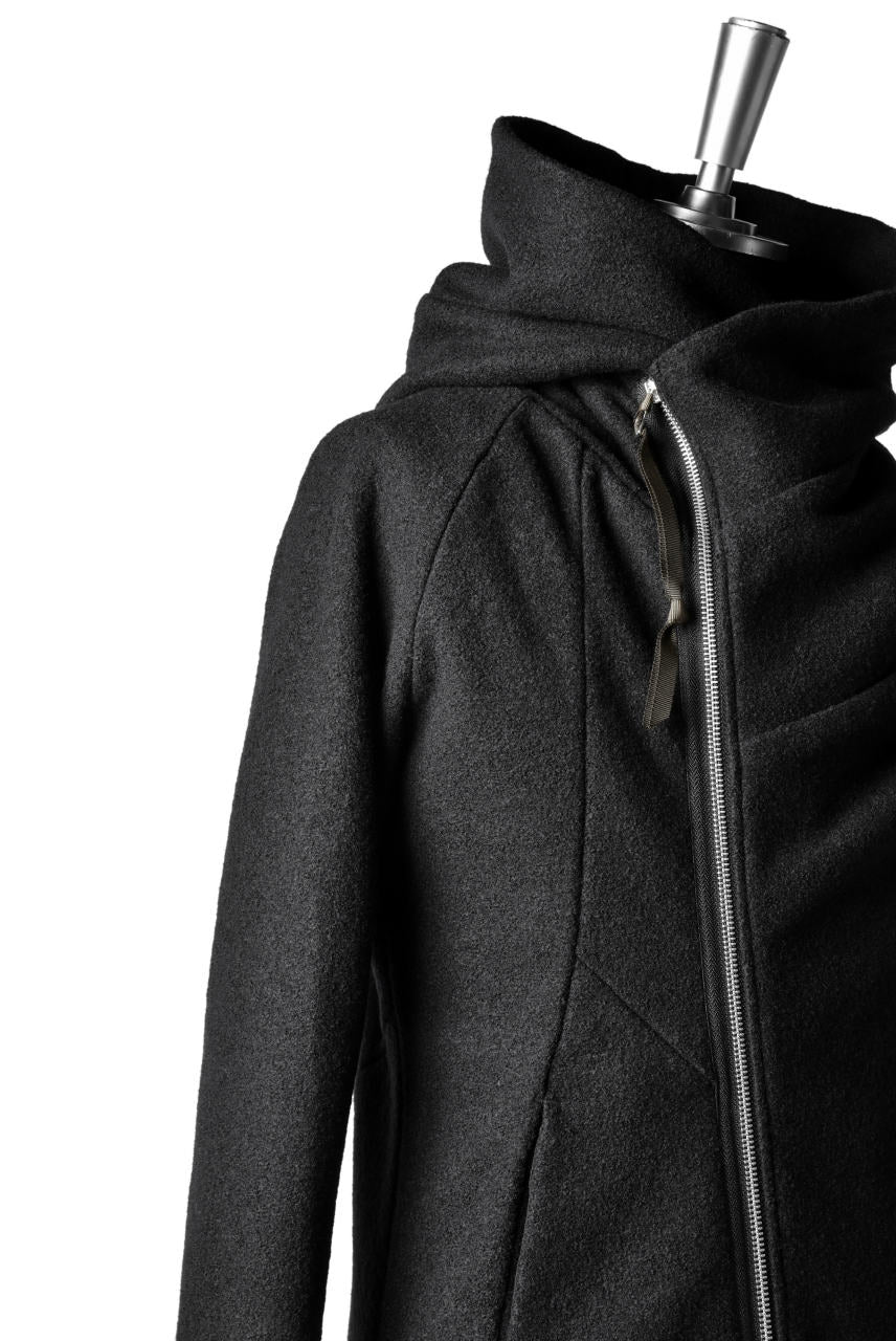 N/07 Wrap Hooded Jacket / Woolring Fleece (BLACK) - Image 13