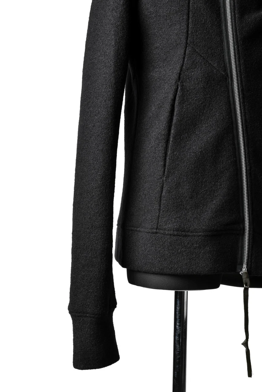 N/07 Wrap Hooded Jacket / Woolring Fleece (BLACK) - Image 14