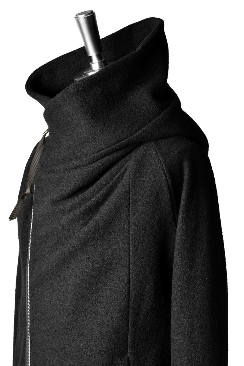 N/07 Wrap Hooded Jacket / Woolring Fleece (BLACK) - Image 16