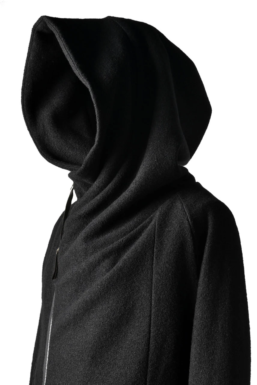 N/07 Wrap Hooded Jacket / Woolring Fleece (BLACK) - Image 17