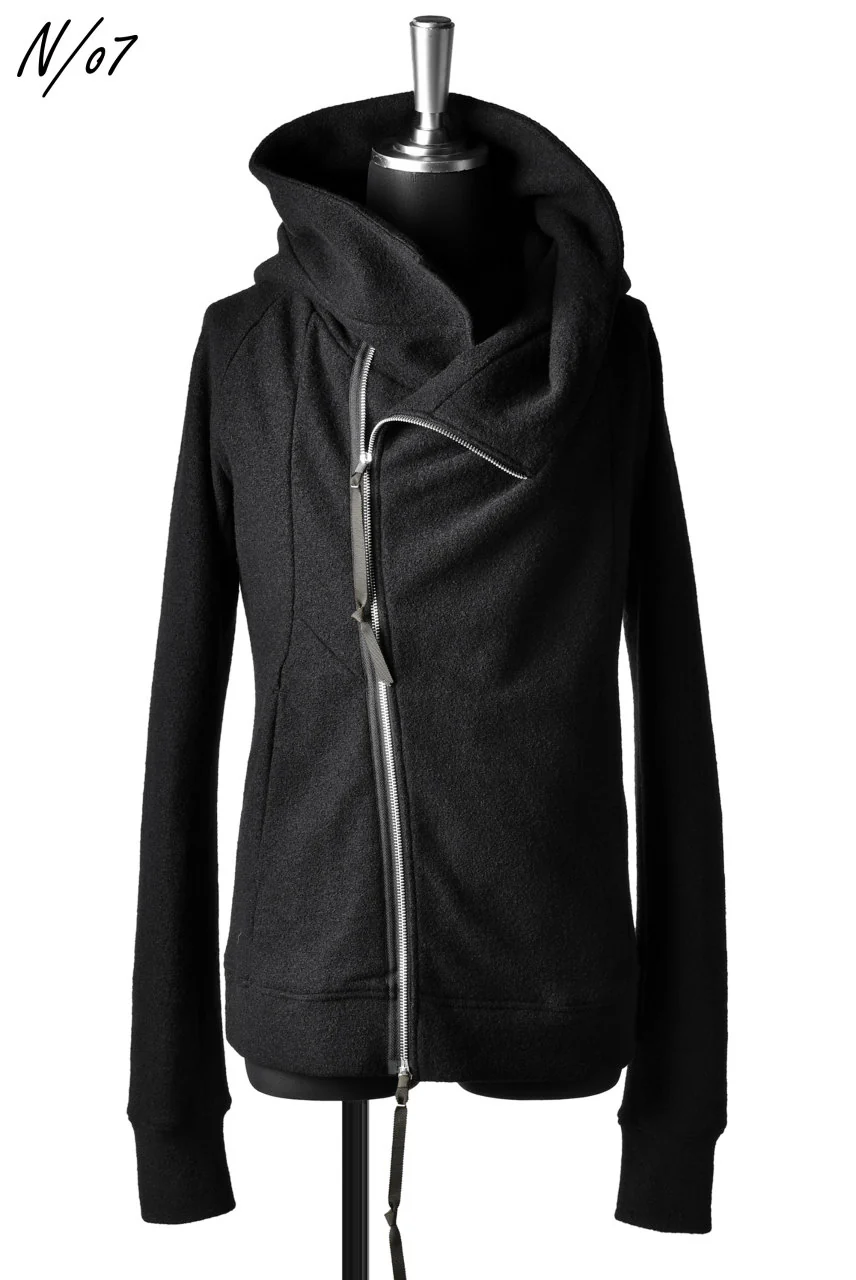 N/07 Wrap Hooded Jacket / Woolring Fleece (BLACK) - Image 2