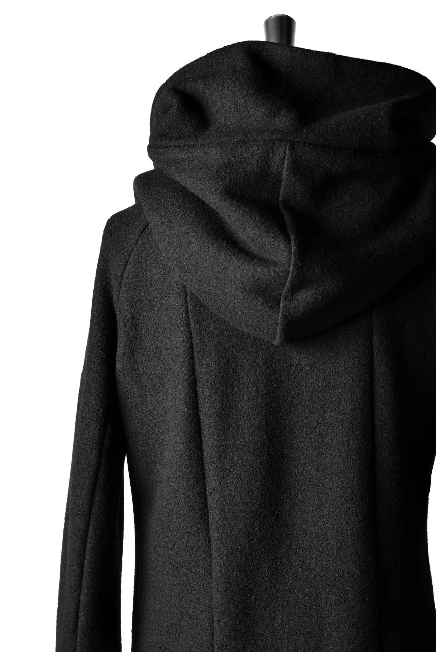 N/07 Wrap Hooded Jacket / Woolring Fleece (BLACK) - Image 22
