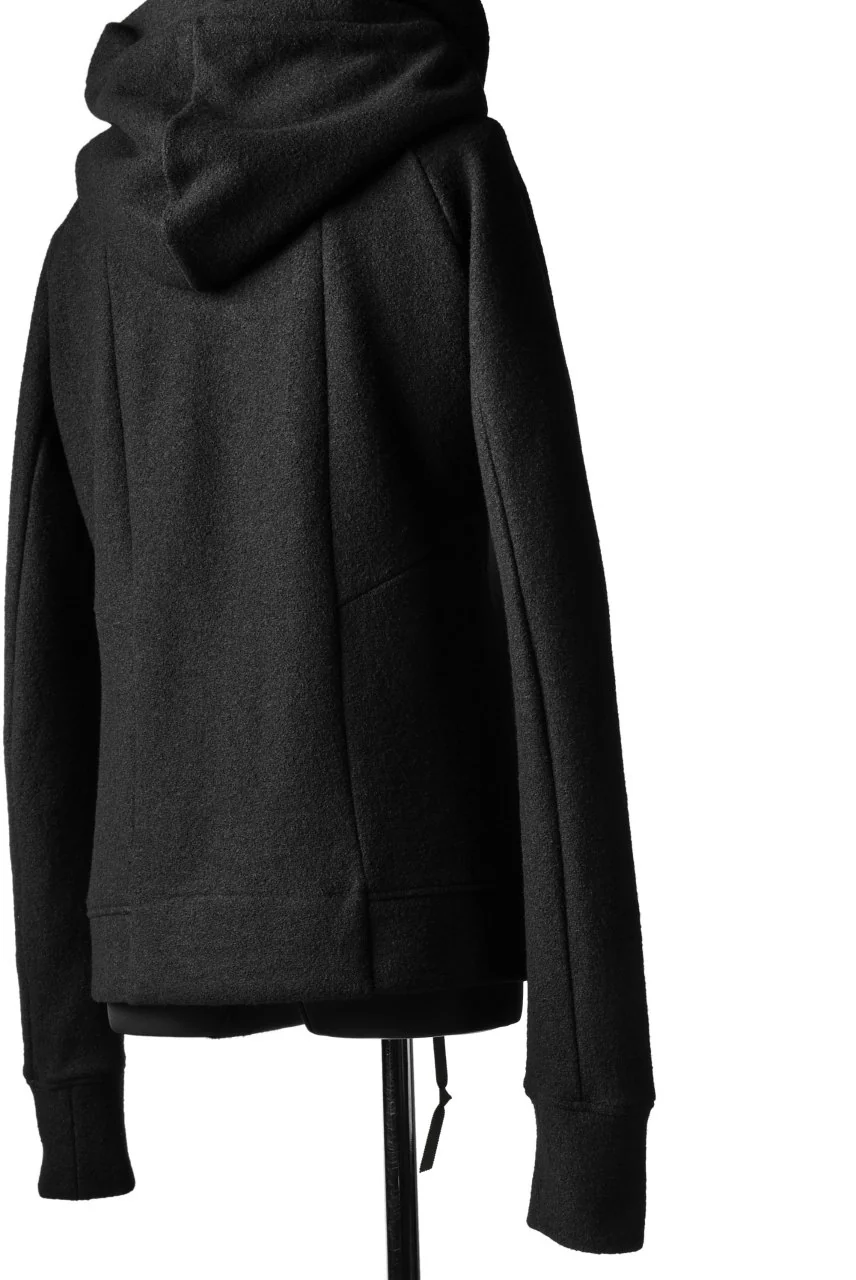 N/07 Wrap Hooded Jacket / Woolring Fleece (BLACK) - Image 24
