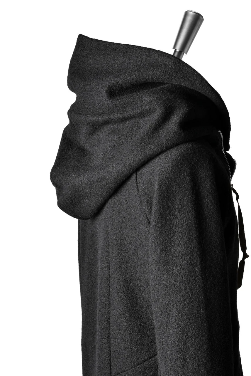 N/07 Wrap Hooded Jacket / Woolring Fleece (BLACK) - Image 25